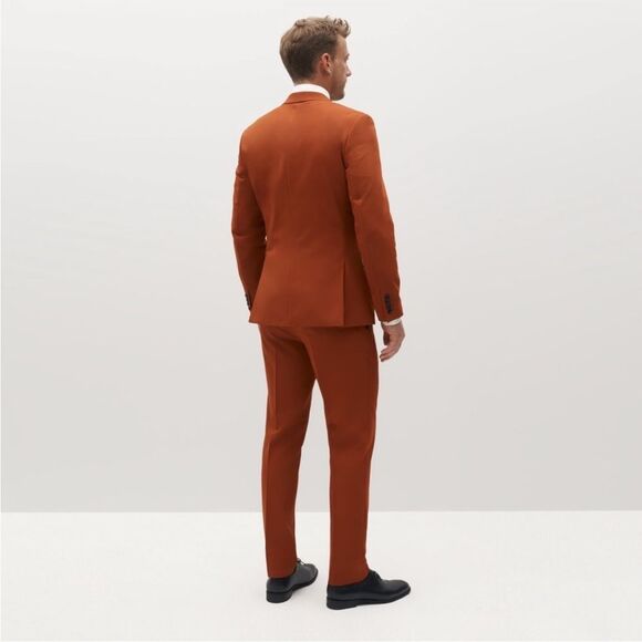 SuitShop Burnt Orange Slim Fit Stretch Suit Jacket Pants Set Size 43XL - Picture 2 of 14